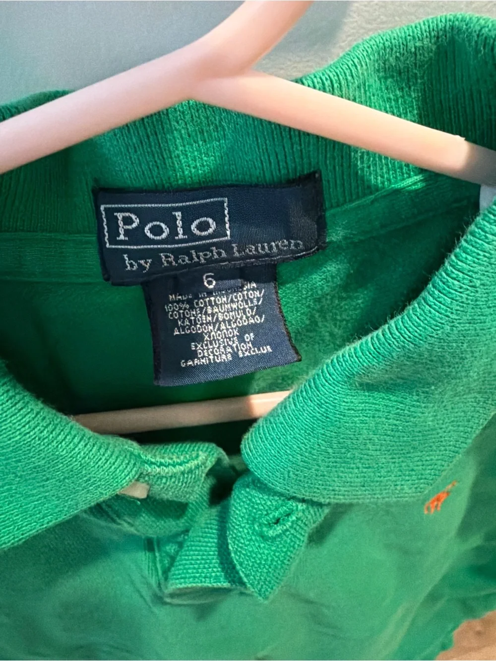 Ralph Lauren Boys' Emerald Green Polo with Orange Logo